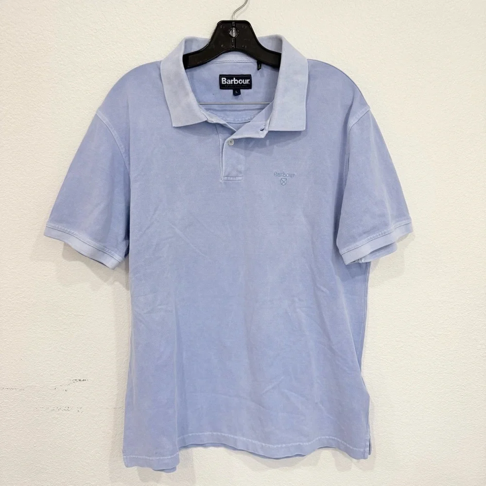Barbour Washed Sports Polo Shirt Light Blue‎ Men’s Size Large